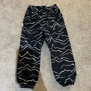 Kids Fleece Lined Rain Pants | Back and White - 4T